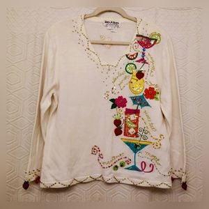 🍹🍓🍸Vintage🍒🥂 Ugly Beaded Embroider Sweater
